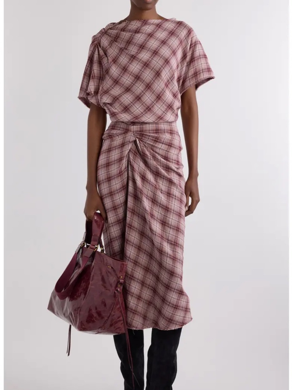 Isabel Marant Nicole Plaid Cotton Midi Skirt